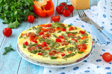 Omlet z warzywami, serem i zieleniną z patelni przepis ze zdjęciami krok po kroku i wideo