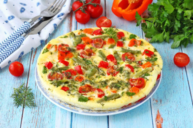 Omlet z warzywami, serem i zieleniną z patelni przepis ze zdjęciami krok po kroku i wideo