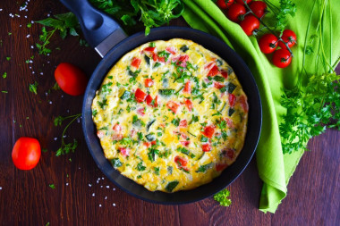 Omlet z cukinią i pomidorami na patelni przepis ze zdjęciami krok po kroku i wideo