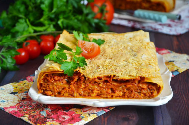 Leniwa lasagne z lawasza z mięsem mielonym w piekarniku przepis ze zdjęciami krok po kroku i wideo