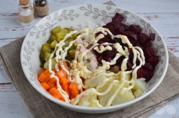 Vinaigrette z majonezem: zdjęcie przygotowania przepisu, krok 3