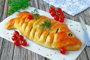 Drożdżowy placek z rybą z piekarnika przepis ze zdjęciami krok po kroku i wideo