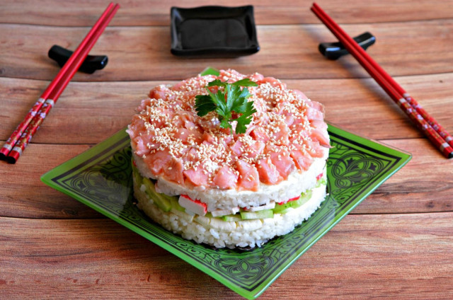 Sałatka tort sushi przepis ze zdjęciami krok po kroku i wideo