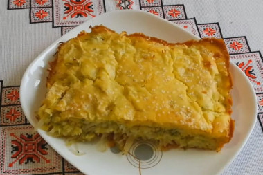 Szybki placek z kapustą z ciasta lanego przepis ze zdjęciami krok po kroku i wideo