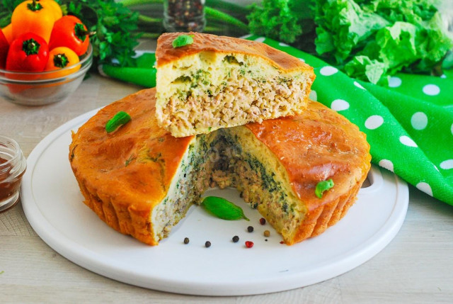 Placek z ciasta lanego z mięsem na kefirze przepis ze zdjęciami krok po kroku