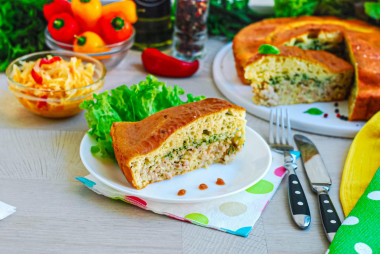 Placek z ciasta lanego z mięsem na kefirze przepis ze zdjęciami krok po kroku