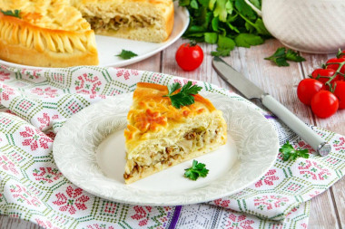 Drożdżowy placek z kapustą i mięsem przepis ze zdjęciami krok po kroku