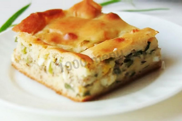 Rybny placek z ciasta lanego z gorbuszą z puszki na kefirze przepis ze zdjęciami krok po kroku i wideo