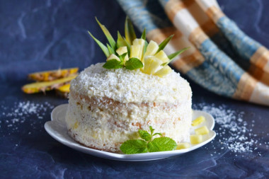 Tort „Piña Colada” z ananasem przepis ze zdjęciami krok po kroku i wideo