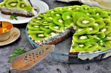 Czarna tarta sezamowa z kokosową panna cottą i kiwi przepis ze zdjęciami krok po kroku i wideo
