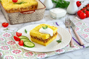 Zapiekanka z puree ziemniaczanego z mięsem mielonym przepis ze zdjęciami krok po kroku i wideo