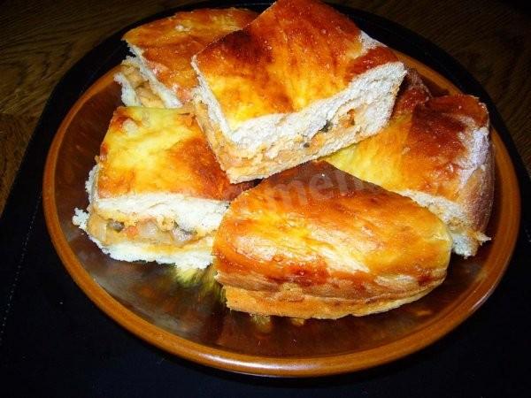 Drożdżowy pieróg z mięsem, kapustą i grzybami przepis ze zdjęciami krok po kroku