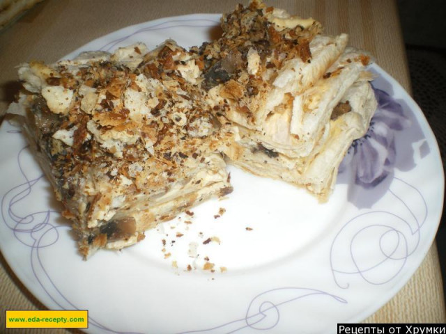 Wytrawny tort Napoleon z pieczarkami przepis ze zdjęciami krok po kroku