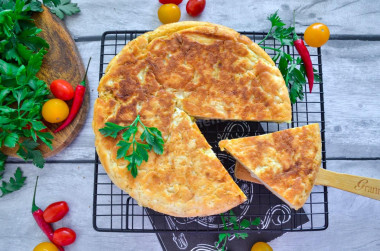 Placek z kapustą z ciasta lanego w multicookerze przepis ze zdjęciami krok po kroku i wideo