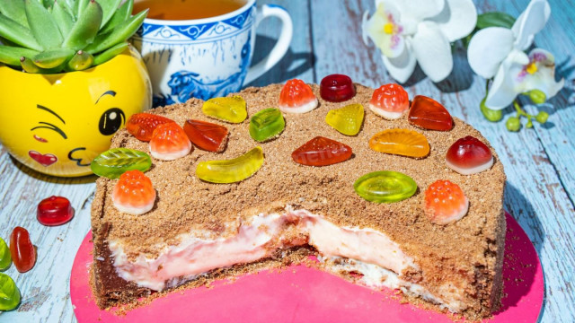 Tort śmietanowy bez pieczenia z ciastkami à la sernik przepis ze zdjęciami krok po kroku i wideo
