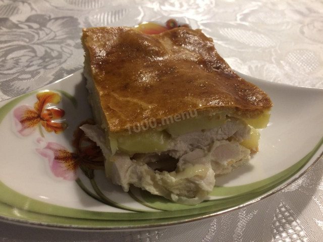 Placek z kurczakiem, ziemniakami i majonezem przepis ze zdjęciami krok po kroku