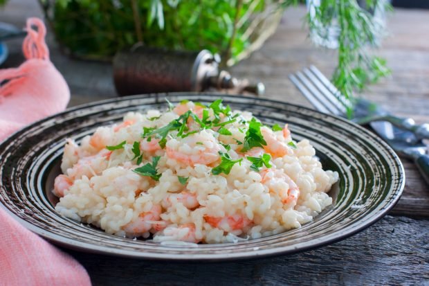 Risotto z krewetkami w sosie śmietanowym