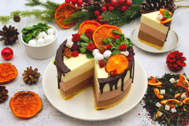 Cheesecake „Trzy czekolady” bez pieczenia przepis ze zdjęciami krok po kroku