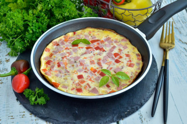 Puszysty omlet z mlekiem i kiełbasą na patelni przepis ze zdjęciami krok po kroku i wideo
